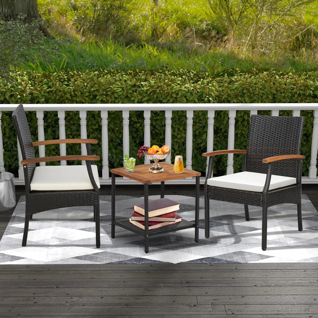 Set di 2 Sedie in Rattan, Sedia Giardino Poltrone da Esterno con Cuscini per Seduta con Cerniera, Set di 2 Comode Sedie per Giardino, Patio, Terrazza(Modello A, 54,5x61,5x89cm)
