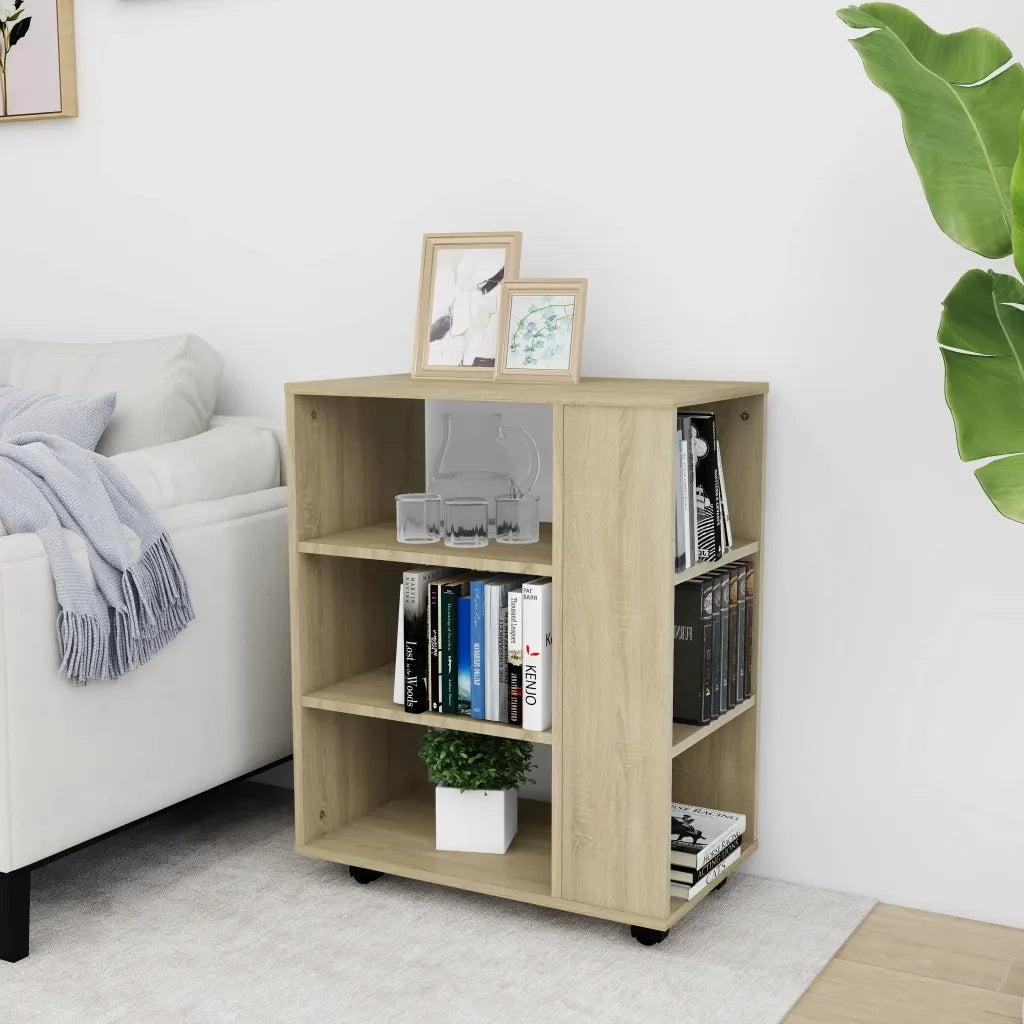 Mobiletto con Ruote Rovere Sonoma 60x35x75 cm Legno Multistrato 808452