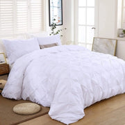 Set di lenzuola da letto, 220 x 230 cm, set di lenzuola da letto, 3 pezzi, copertina da letto con chiusura a righello e 2 cuscini, 50 x 75 cm (bianco)