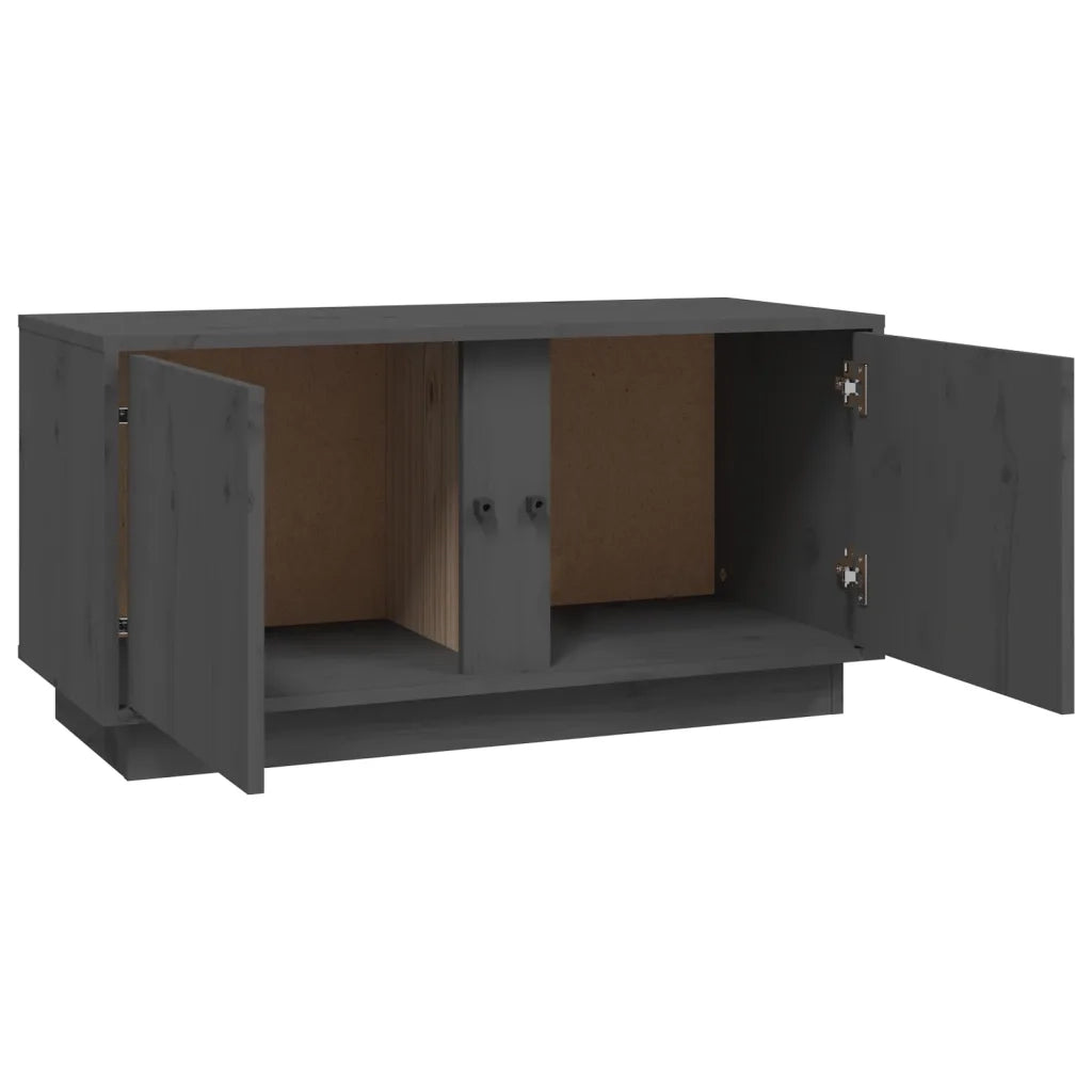 Mobile Porta TV Grigio 80x35x40,5 cm in Legno Massello di Pino 814471
