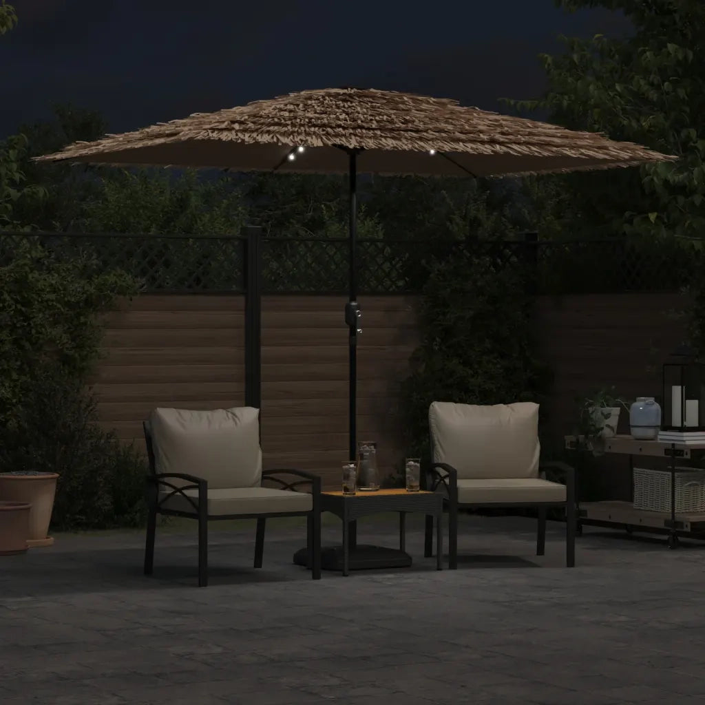 Ombrellone Giardino LED-Ombrello da Balcone e Palo in Acciaio Marrone 300x200x250cm