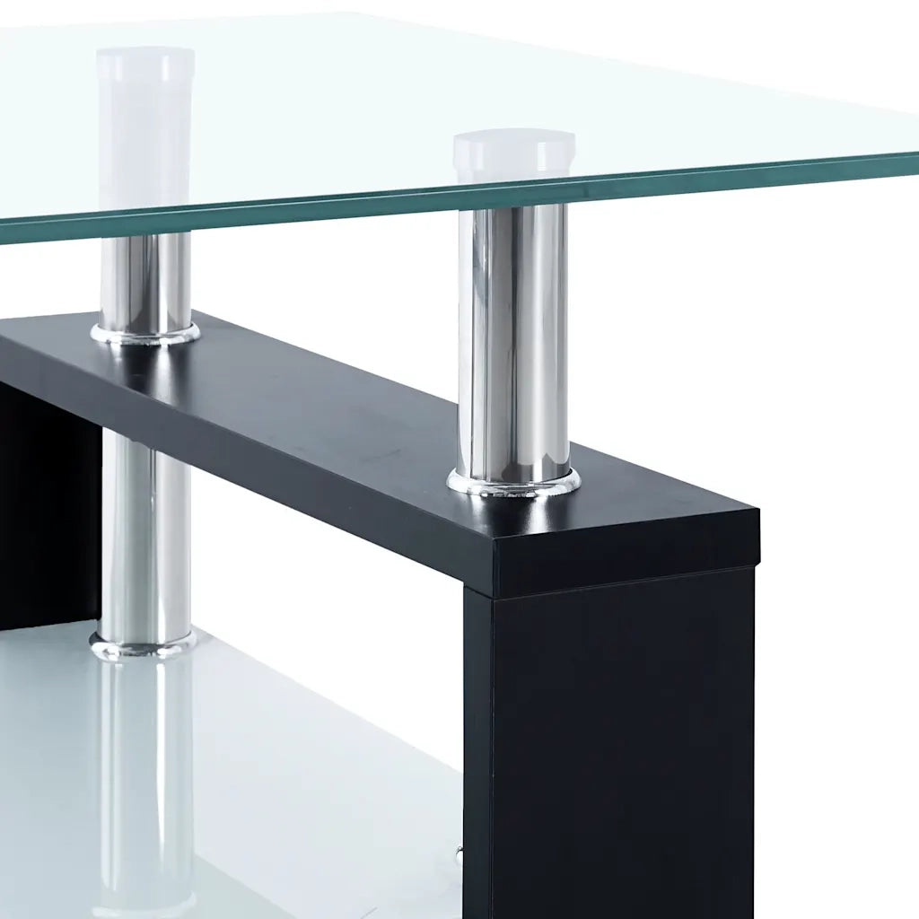 Tavolino Salotto Nero e Trasparente 95x55x40 cm Vetro Temperato 330303