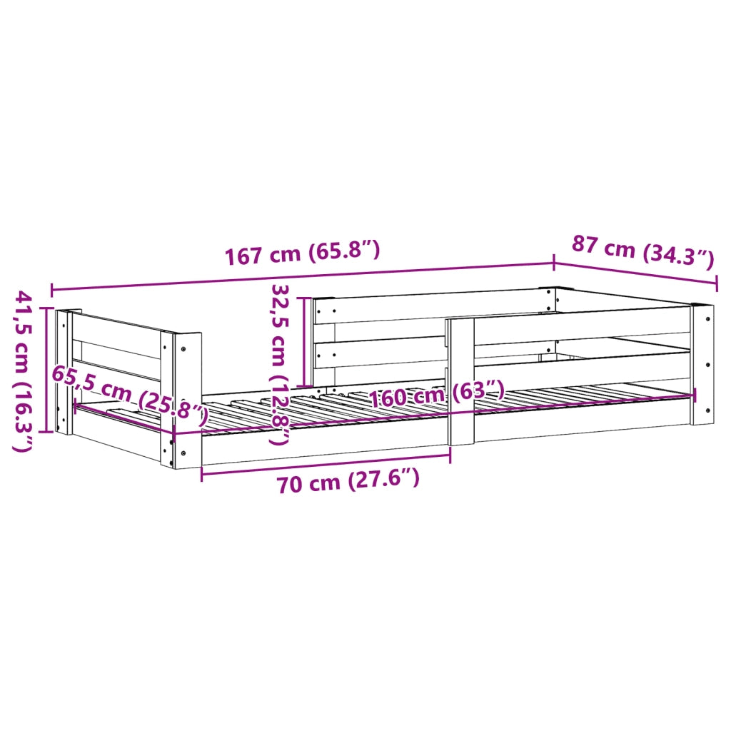 Giroletto senza materasso marrone cera 80x160 cm legno di pino