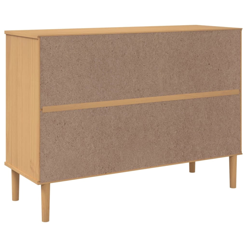 Buffet credenza cassettiera armadio mobile contenitore organizer per cucina soggiorno salotto effetto rattan 112 x 40 x 80 cm legno di pino massiccio marrone 02_0036230