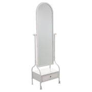 Specchio da terra e cassetto in metallo bianco 65x38x184h