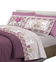Completo letto lenzuola, stampa digitale peluche 100% cotone, made in italy Rosa - Matrimoniale