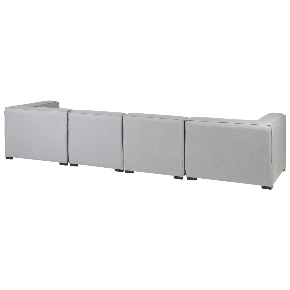 Set divano modulare 4 posti con pouf rivestimento in tessuto grigio salotto da giardino ottomana