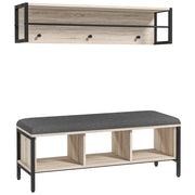 Banca scarpiere con portaoggetti e attaccapanni ¨C zephmum ¨C naturale e nero 90x30x45