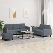 Set di Divani 3 pz Grigio Scuro in Velluto 3202025