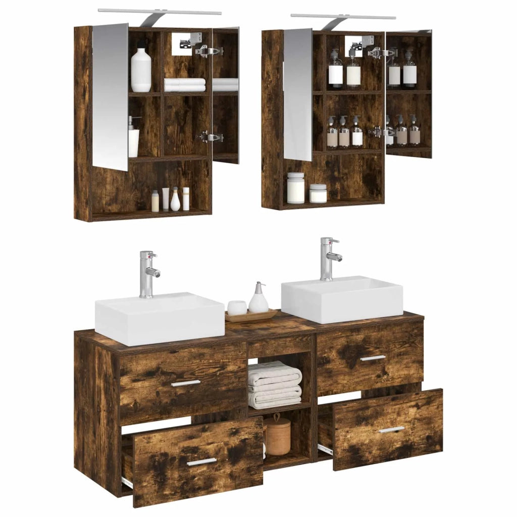 Set di mobili per il bagno 5 pcs Rovere Fumo 3406803