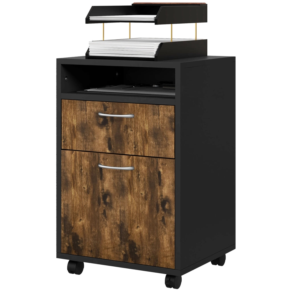 Cassettiera con Cassetti e Ripiano ¨C Zephmum ¨C 40x35x60cm Marrone Nero