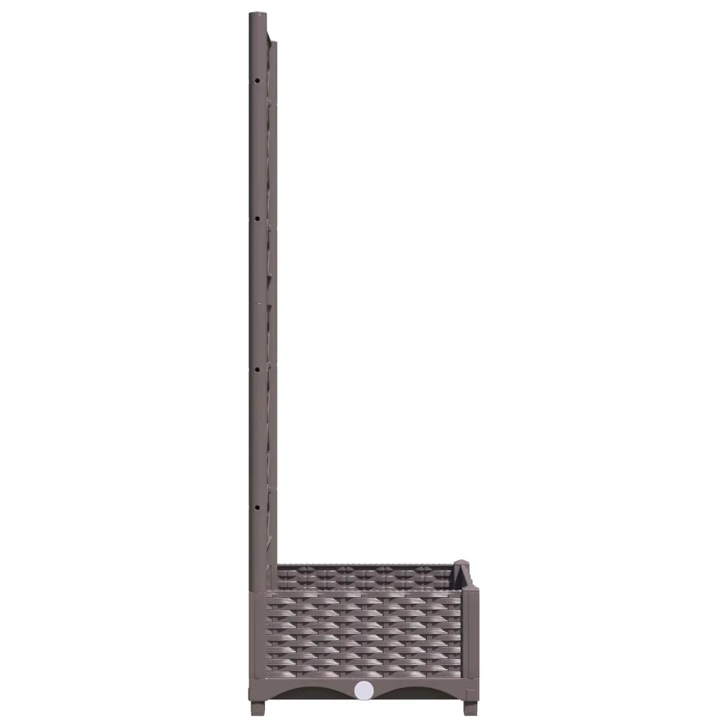 Fioriera | Cassetta per fiori | Vaso da Giardino con Graticcio Marrone 40x40x121,5 cm in PP