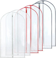 Hangerworld 6 hanger trasparente con cerniera colorata (blu, rosso, bianco) - 101 cm x 61 cm, ideale per camicie, gonne, abiti e giacche