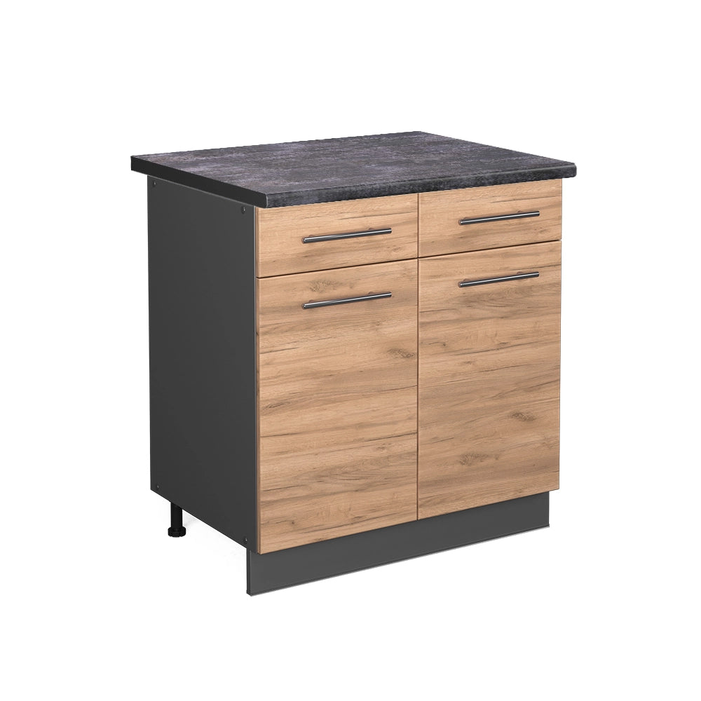 Mobiletto base per cucina Fame-Line Rovere dorato/Antracite 80 cm, PL Antracite Vicco