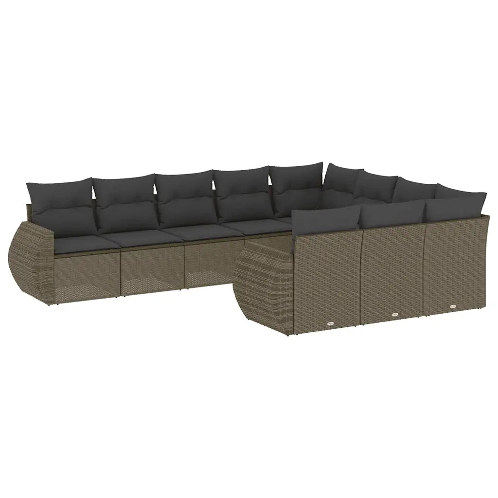 Set Divano Giardino 10 pz con Cuscini Grigio Chiaro Polyrattan 3221891