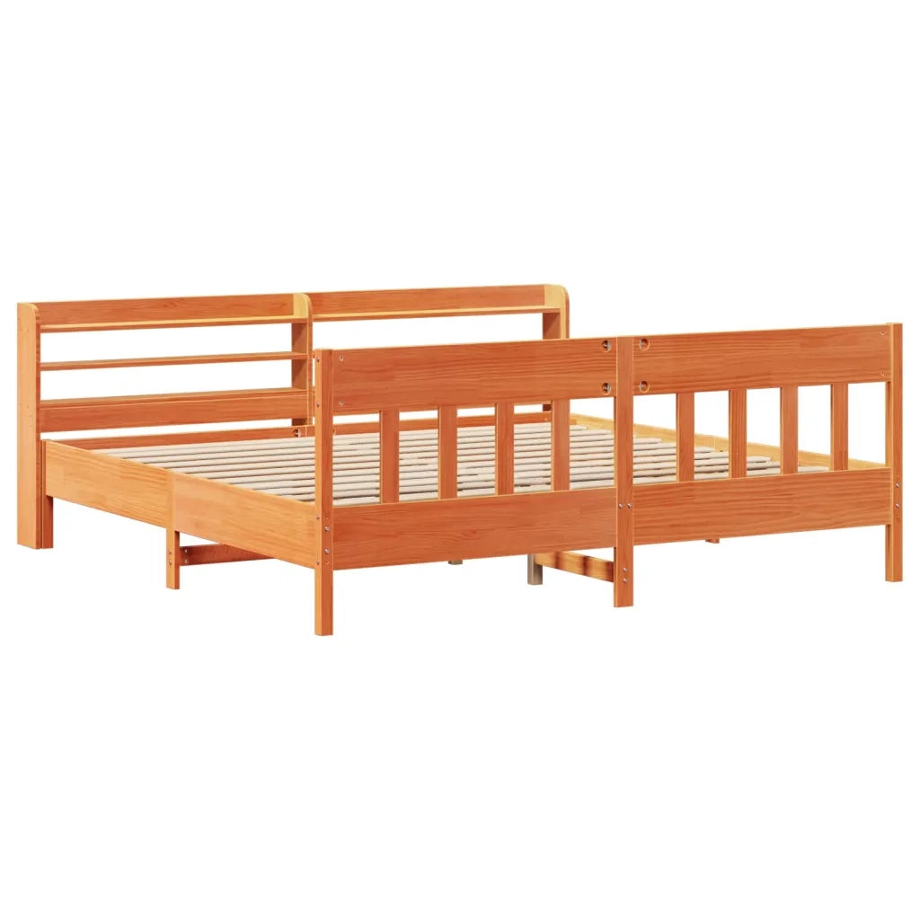 Letto senza Materasso Marrone Cera 180x200 cm in Legno di Pino