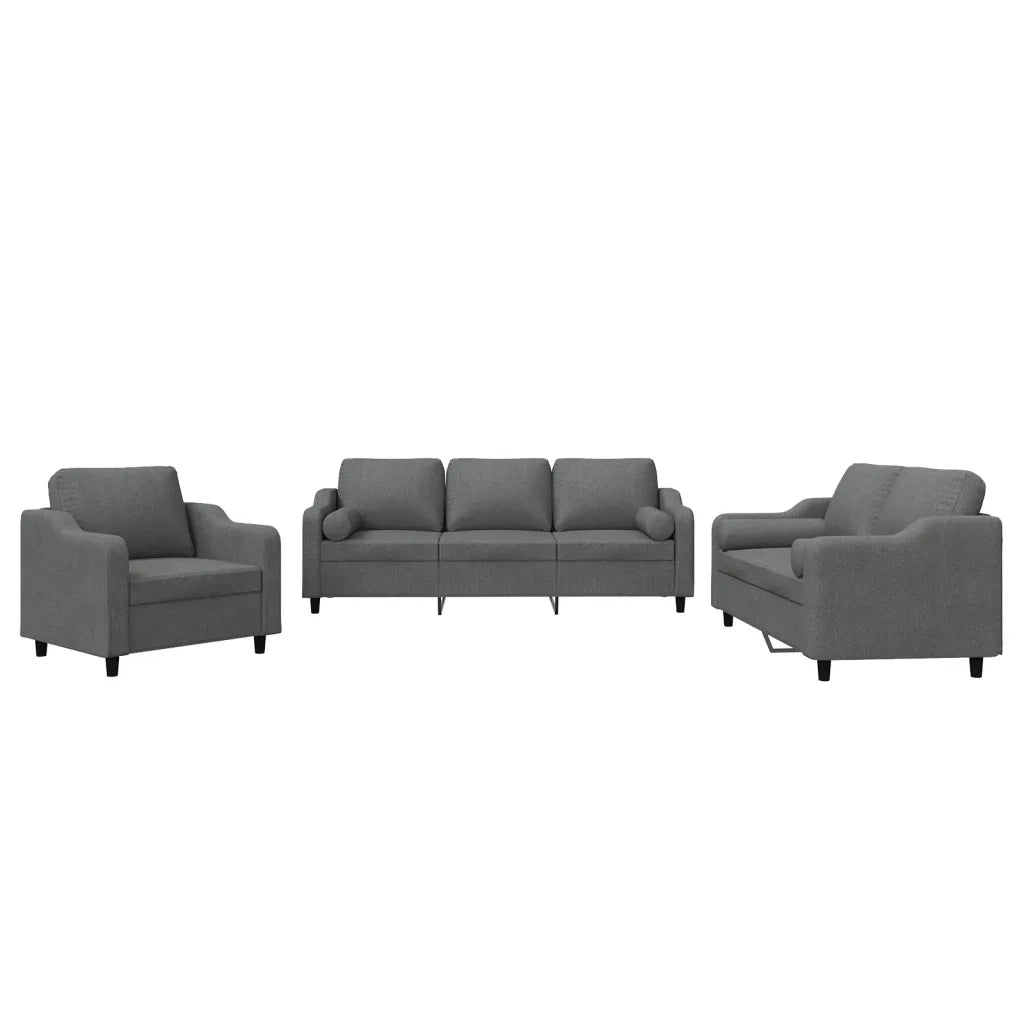 Set di Divani 3 pz con Cuscini Grigio Scuro in Tessutocod mxl 80183