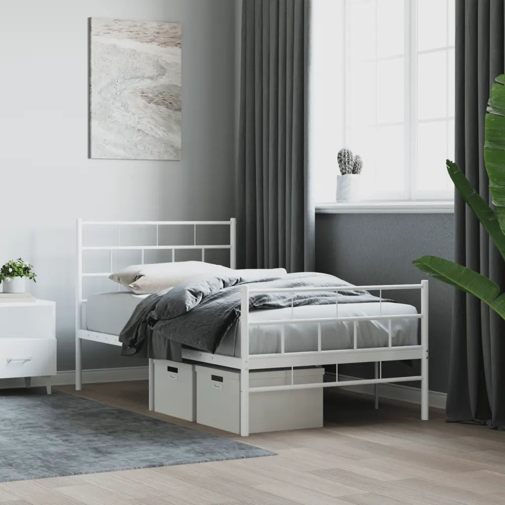 Giroletto con Testiera e Pediera Metallo Bianco 107x203 cmcod mxl 131224