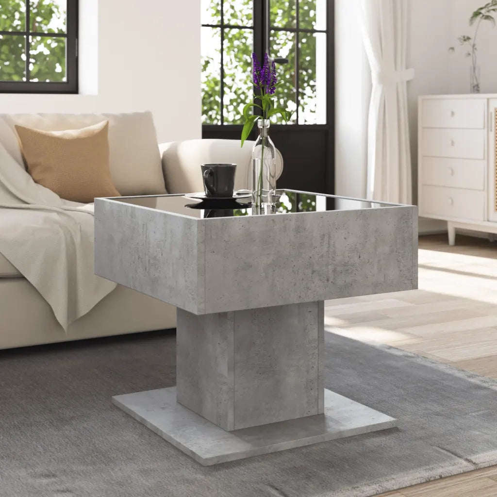 Tavolino Salotto con LED Grigio Cemento 50x50x45 cm Multistrato 847528