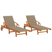 Set di 2 sdraio sedia a sdraio prendisole lettino da giardino terrazza mobile da esterno con cuscini legno massello di acacia 02_0012052