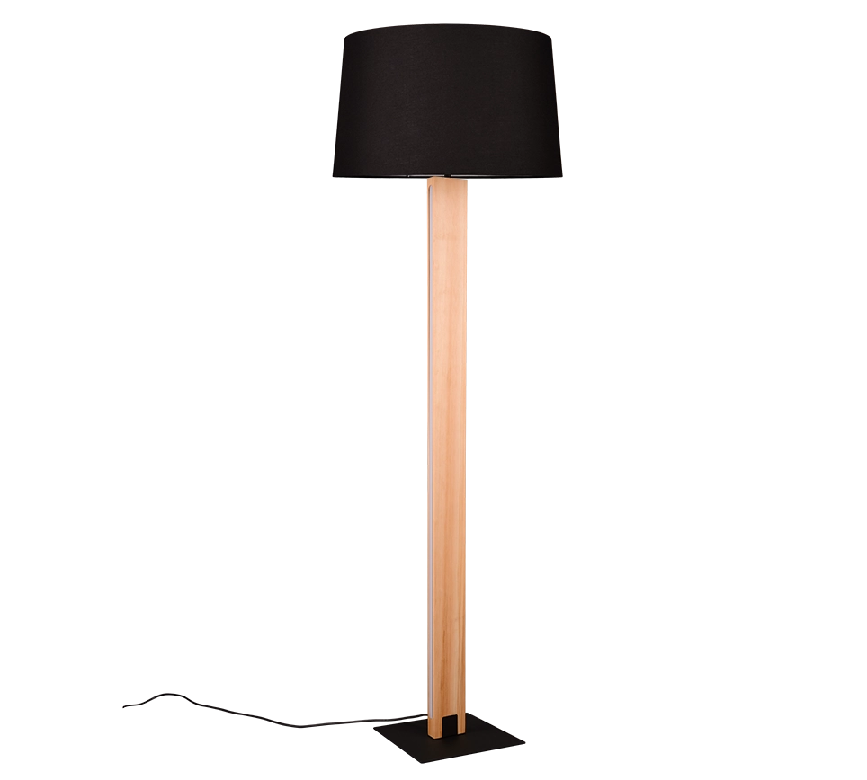Piantana touch, metallo e legno, nero, H 150 cm, Rahul