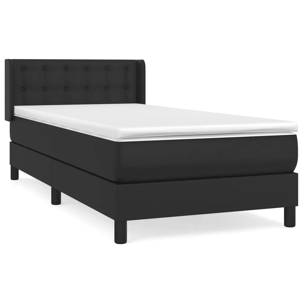 Giroletto a Molle con Materasso-Struttura Letto Nero 100x200 cm in Similpelle 587669