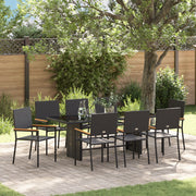 Set da pranzo da giardino  da 9 pezzi in polyrattan nero