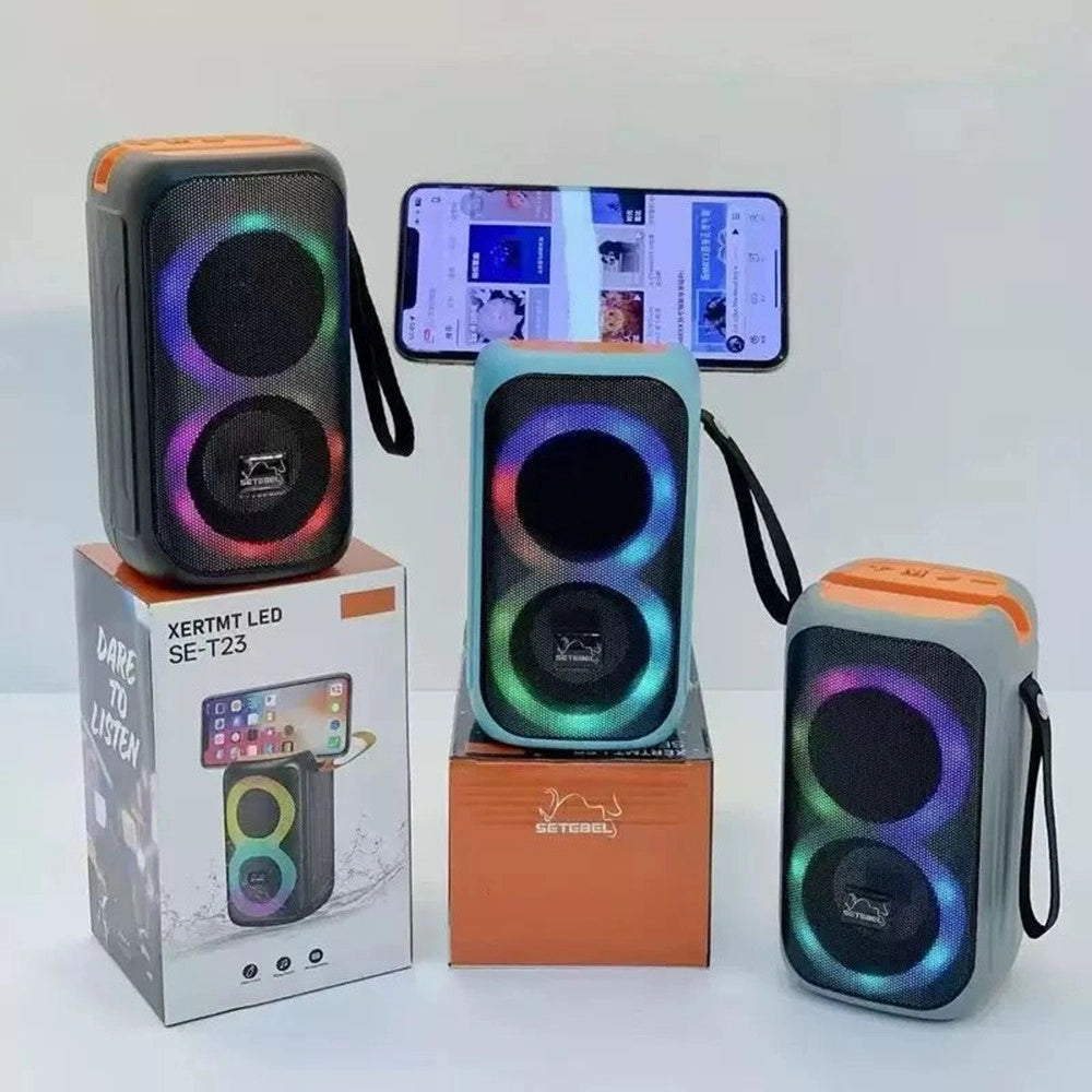 Trade Shop - Cassa Altoparlante Bluetooth Portatile Con Supporto Telefono Se-t23 Luci Rgb Bassi Potenti -