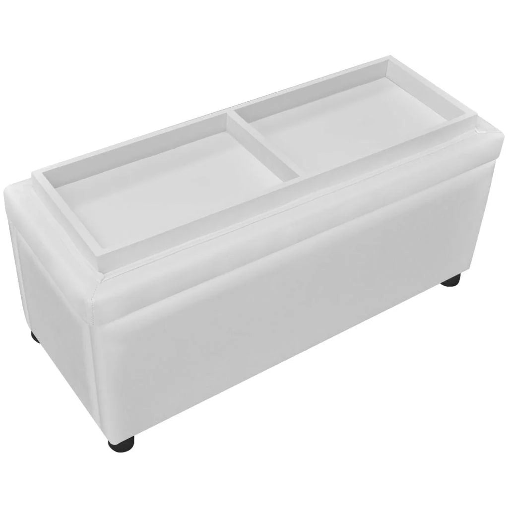 Pouf/panca/sgabello/mobile contenitore in similpelle bianca 3002220