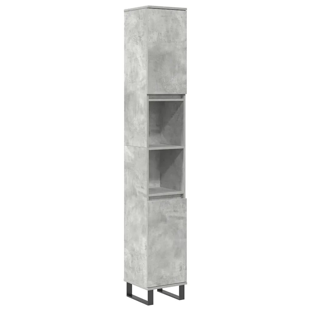 Set Mobili da Bagno 3 pz Grigio Cemento in Legno Multistrato