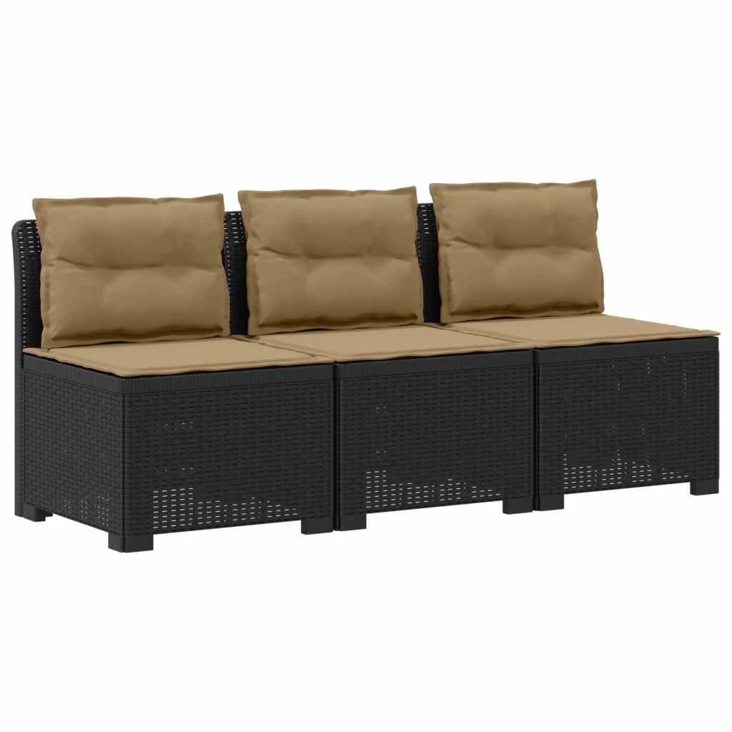 Divano da giardino 3 posti con cuscini in look rattan PP 8011978