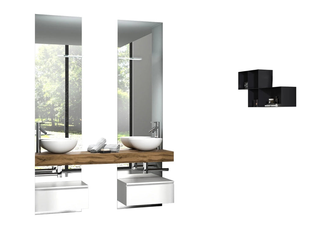 Mobile bagno composizione 7 pezzi ASTRA colore rovere miele/colore bianco