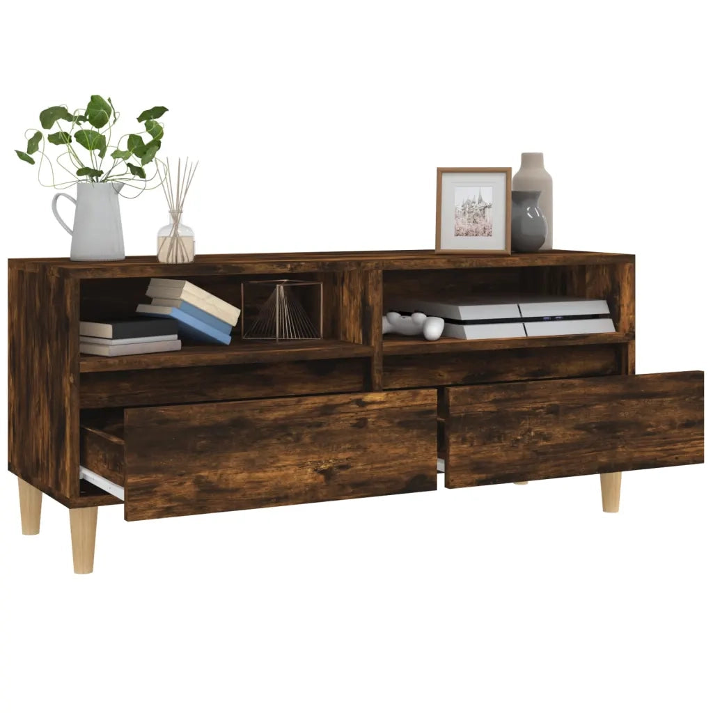 Mobile TV Rovere Fumo 100x34,5x44,5 cm in Legno Multistrato 831898