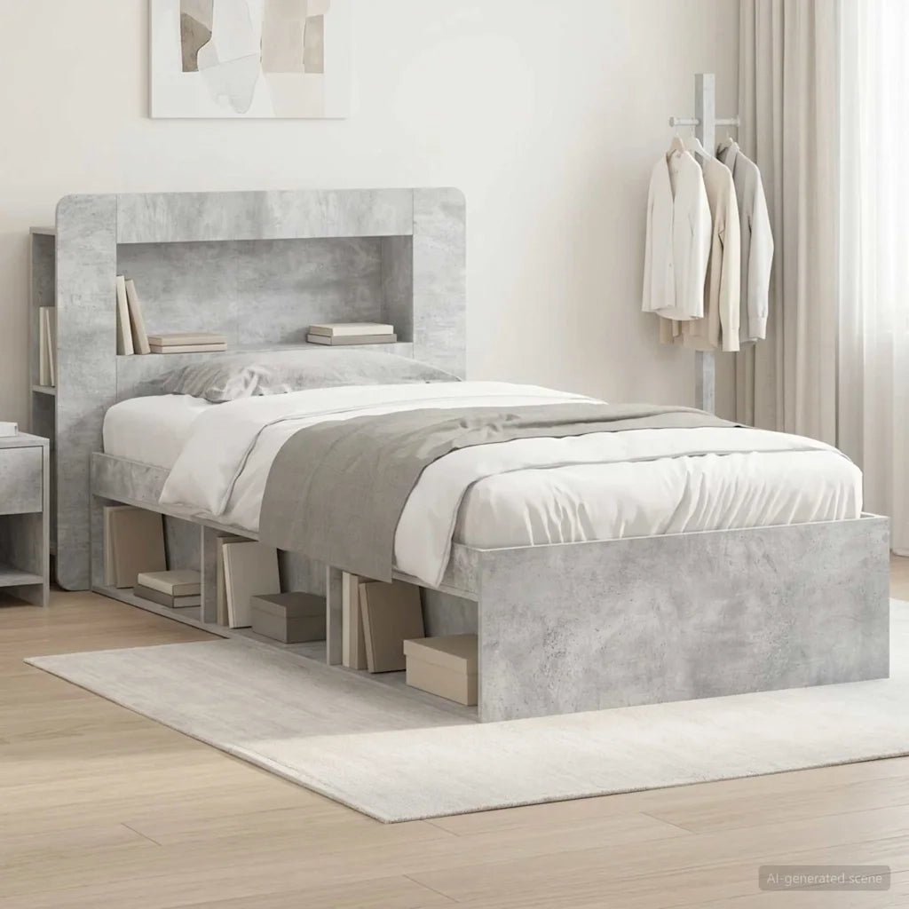 Telaio del letto con storage Grigio Cemento 90 x 200 cm