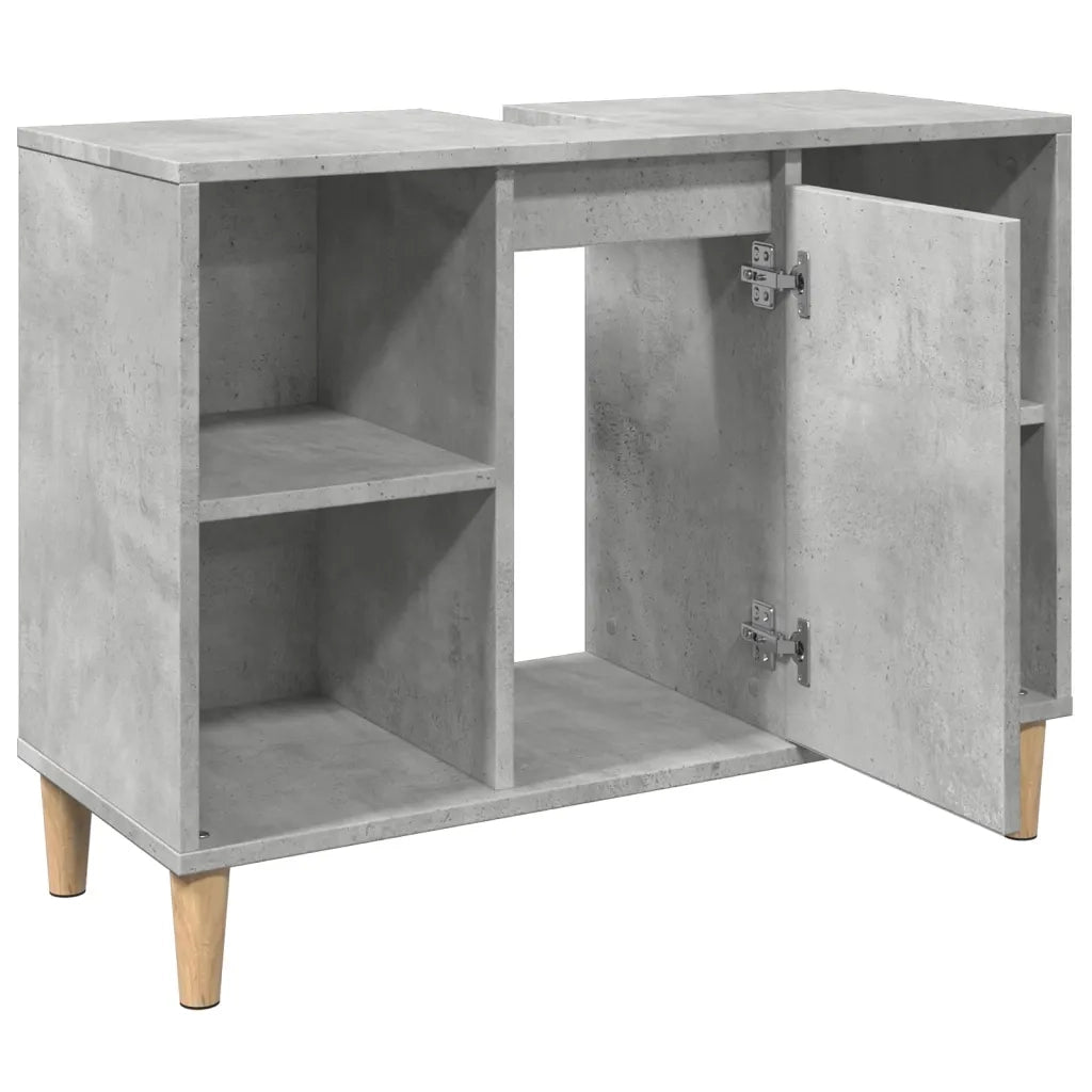 Armadietto da Bagno Grigio Cemento 80x33x60cm Legno Multistrato 857132