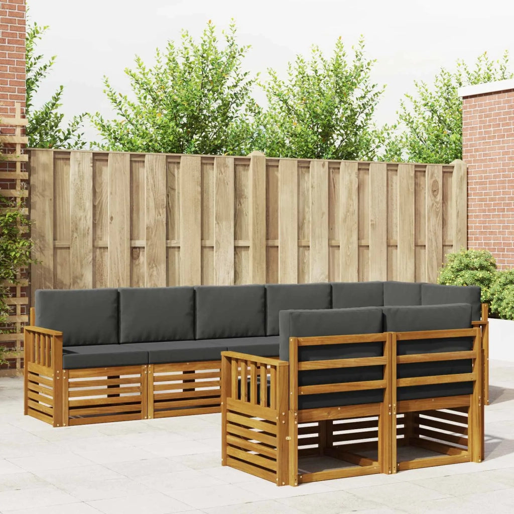 Set divani 8 pcs Naturale e Antracite Legno di Acacia Massello 3375002