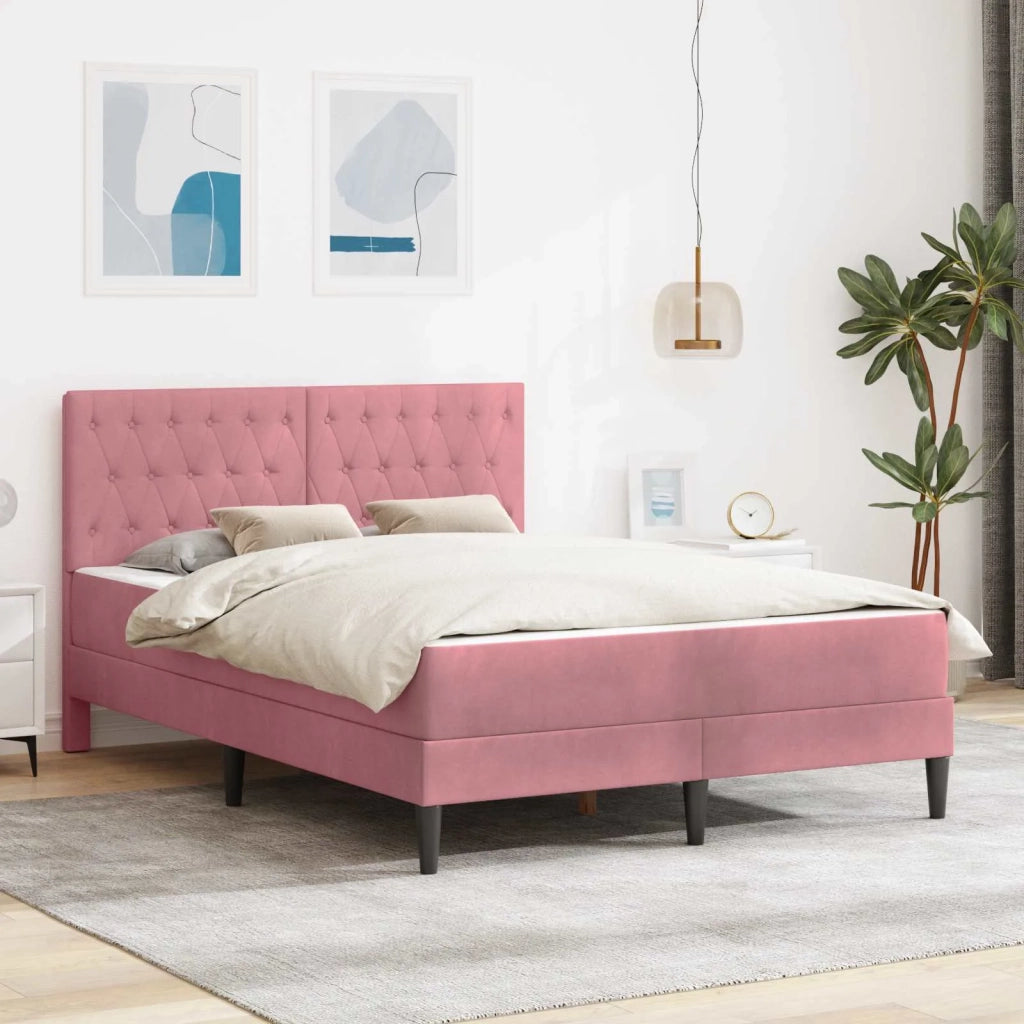 Struttura letto con materasso Rosa 120 x 200 cm Velluto
