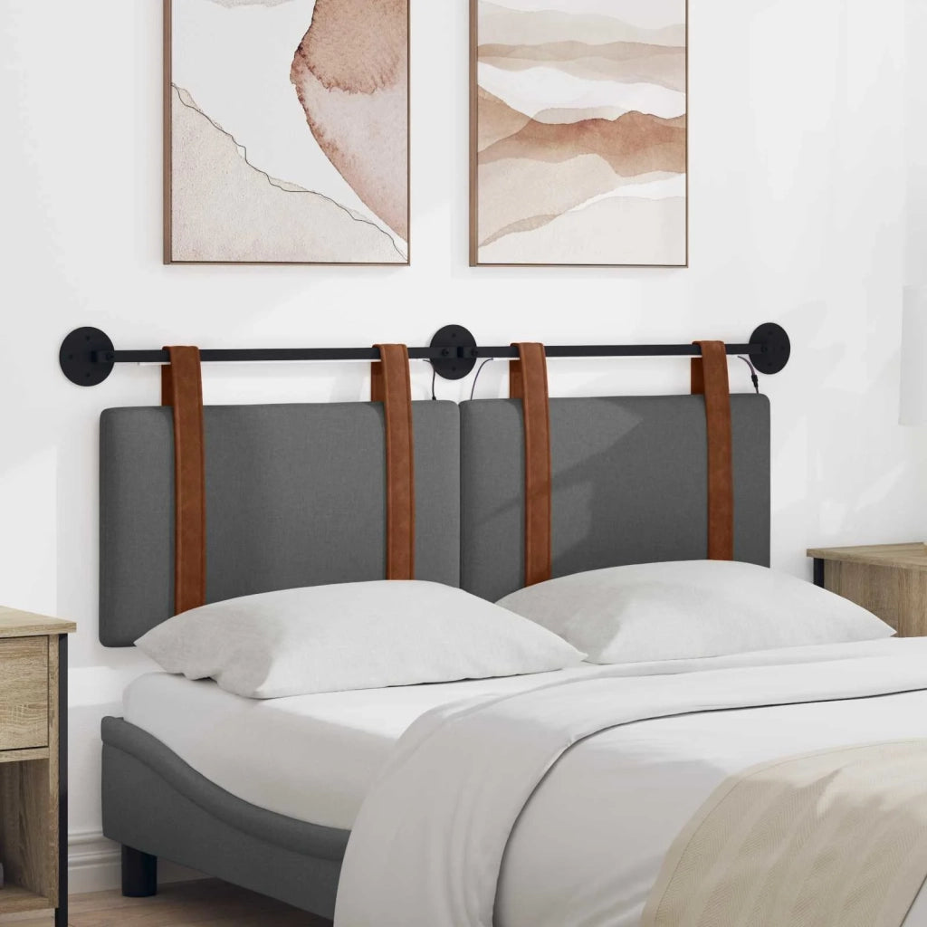 Testiera sospesa Con luce LED Grigio Scuro PU Antico