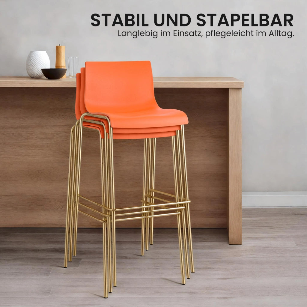 Set di 2 sgabelli da bar Hoover in plastica da 4 piedi color oro 5