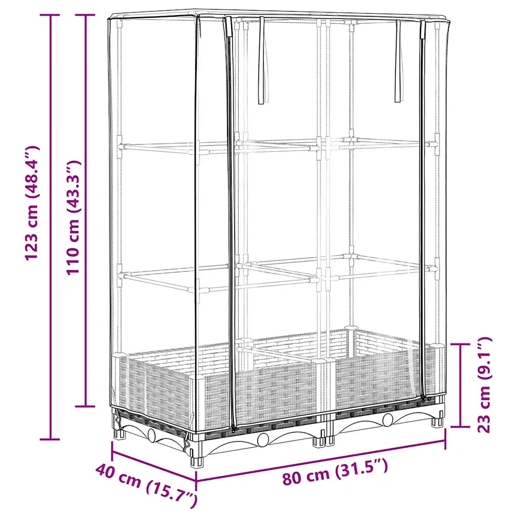 vidaXL Letto Rialzato con Copertura Serra Effetto Rattan 80x40x123 cm