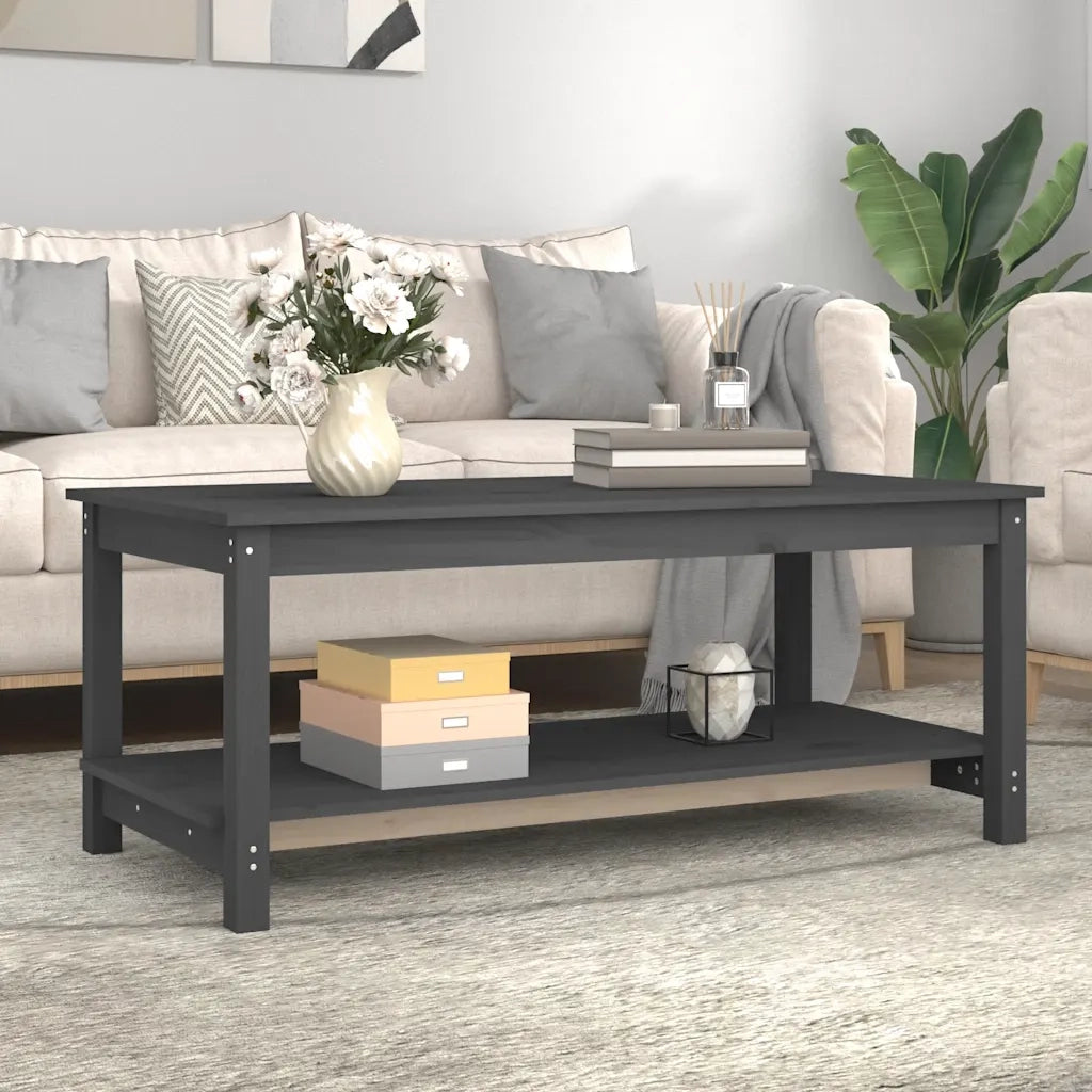 Tavolino da Salotto-Tavolino da soggiorno Grigio 110x55x45 cm Legno Massello di Pino 666904