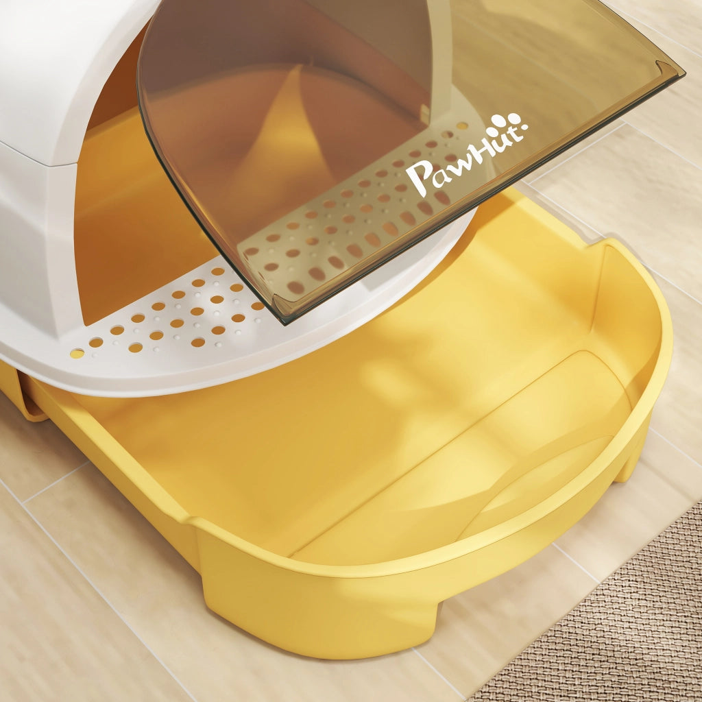 Casetta per Gatti con Bandeja Estraibile e Filtro ¨C zephmum ¨C 40.5x52x39 cm Giallo e Bianco