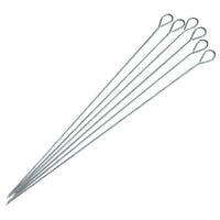 Set Confezione di 6 Spiedini in Acciaio per Barbecue Bbq Lunghezza 35 Cm