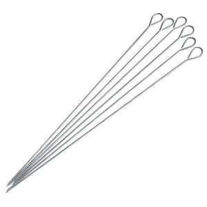 Set Confezione di 6 Spiedini in Acciaio per Barbecue Bbq Lunghezza 35 Cm