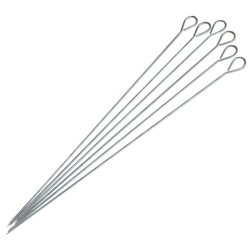 Set Confezione di 6 Spiedini in Acciaio per Barbecue Bbq Lunghezza 35 Cm