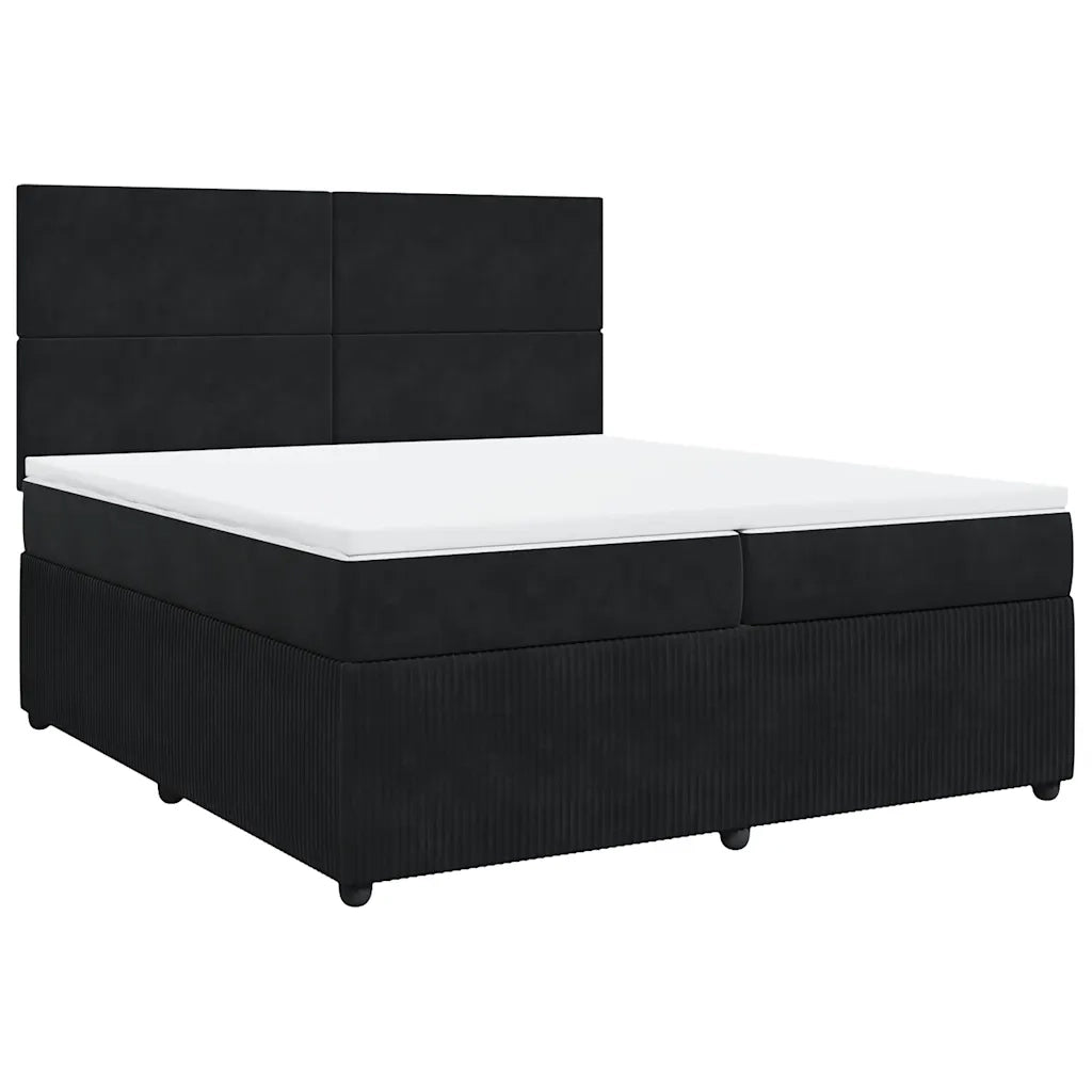 Giroletto a Molle con Materasso Nero 200x200 cm in Velluto 3292426
