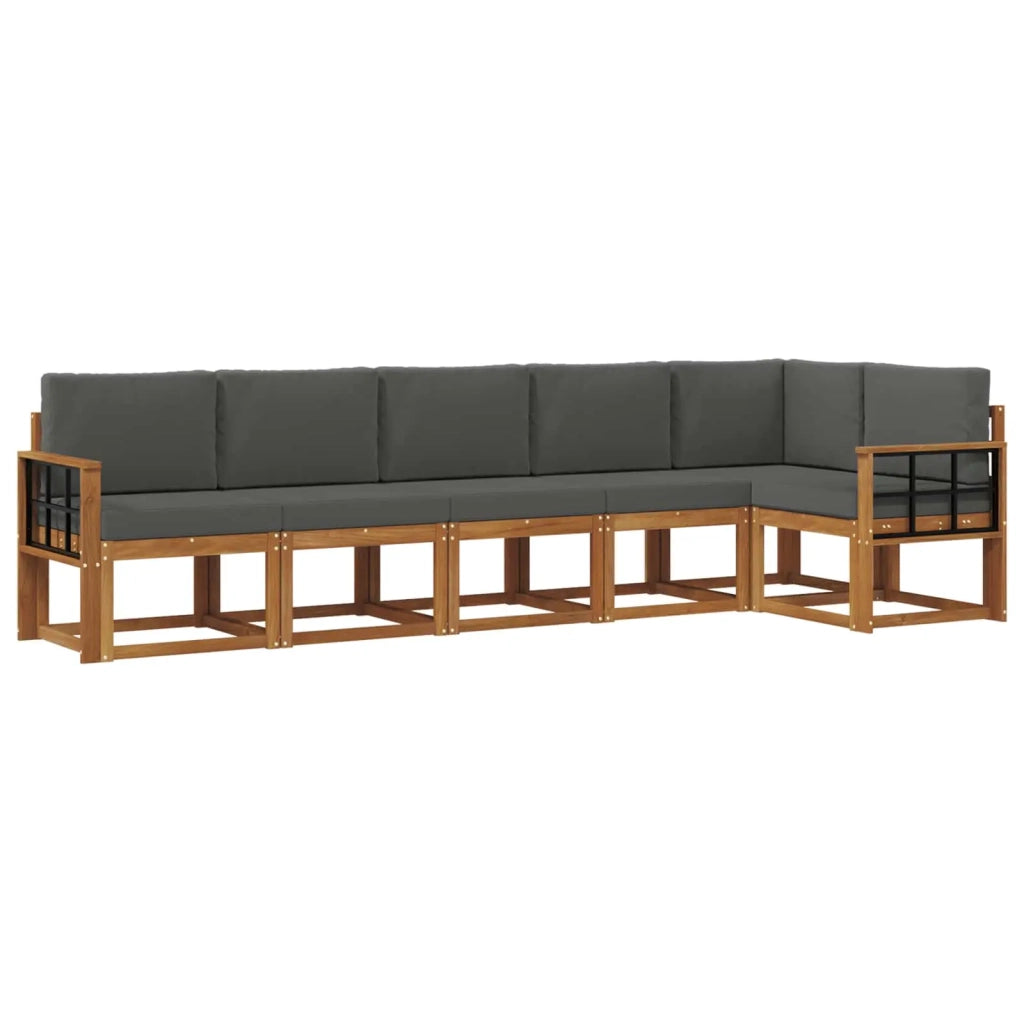 Set di divani da esterno con cuscino 6 pcs Naturale e Antracite
