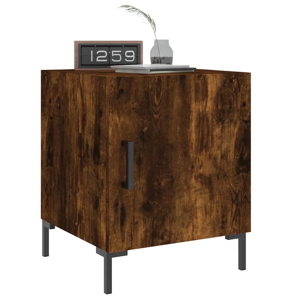 Set di 2 Comodini | Armadio da Notte | Mobiletto da notte Rovere Fumo 40x40x50 cm in Legno Multistrato