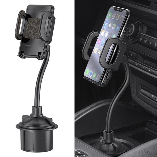 Supporto per Telefono Universale - Coperchio Regolabile - 360° Girevole - Supporto per Telefono Mobili - Adatto per Auto - Nero Acciaio Inossidabile - Supporto per Auto