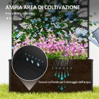 Fioriera Rialzata con Traliccio Decorativo per Rampicanti, da Terra e Parete, 61x23x113 cm, Nero